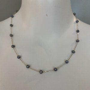 Gorgeous Black Iridescent Pearl Necklace - 18"